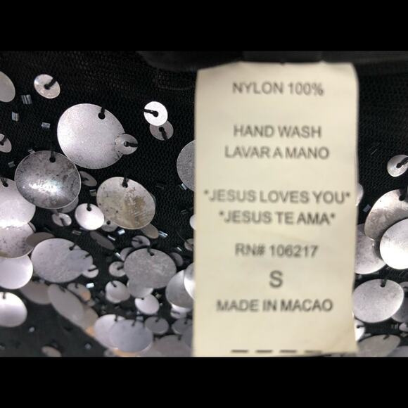 She’s Black Y2K Sparkle Mesh Blouse Size Small Disco Top - Picture 6 of 7